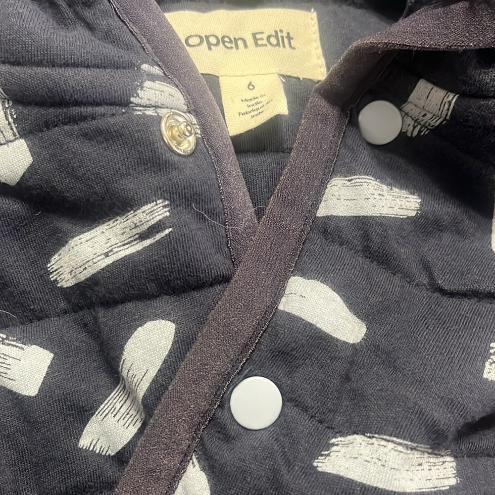 Open Edit Kids Navy Roomy Hooded Organic Cotton Quilted Jacket Size 6; NWOT - Picture 6 of 6